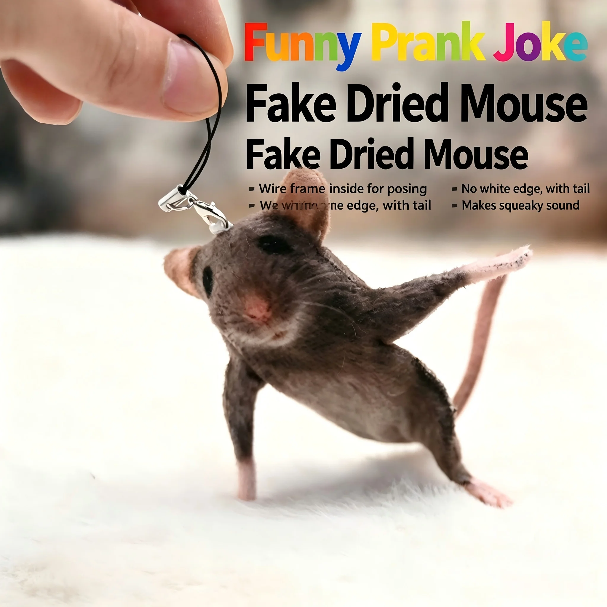 Funny Prank Simulation Rat Plush Pendant, Posable Skeleton Design Doll, Creepy Joke Toy for DIY Shape, Novelty Gag Gift Decor