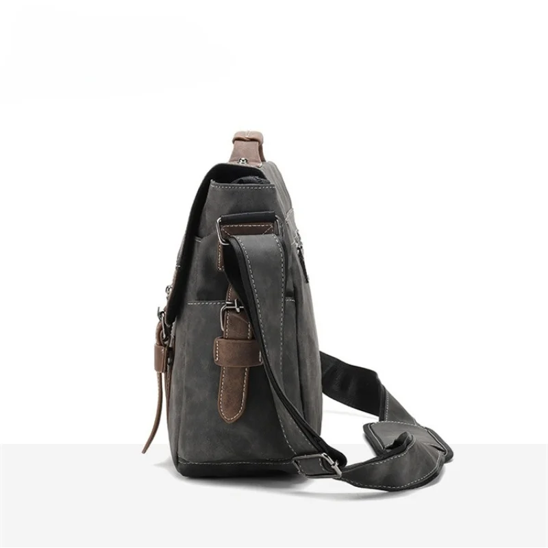 حقيبة كتف واحدة عصرية جديدة للرجال، حقيبة كروس بسيطة ذات سعة كبيرة، حقيبة ساعي البريد أفقية ريترو متعددة الوظائف #5