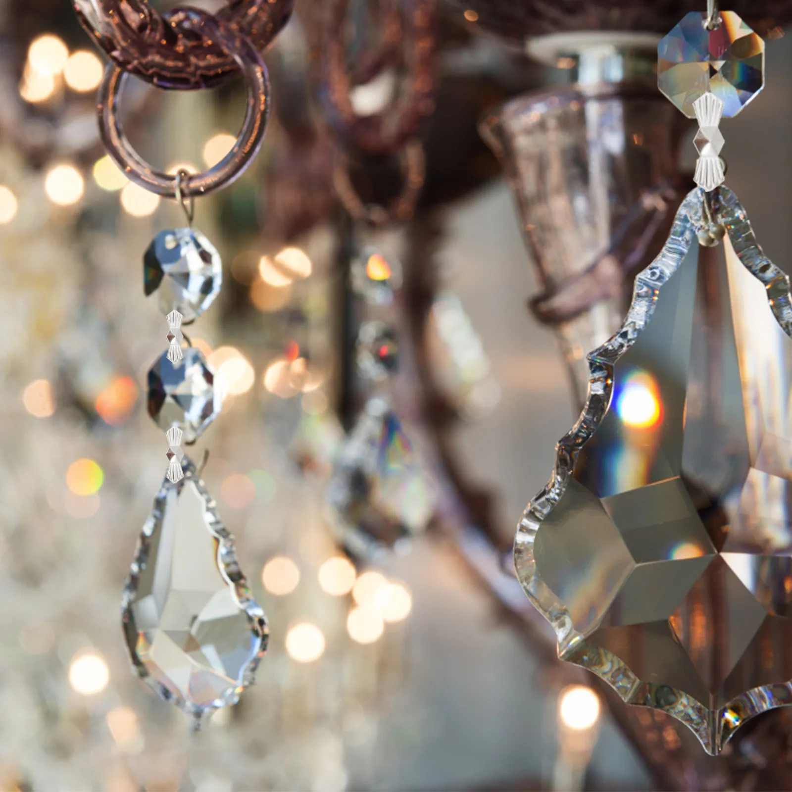 

200Pcs Metal Chandelier Connector Pins Bead Bowtie Clips Crystal Hanging Decor for Residential Commercial Lighting DIY Easy