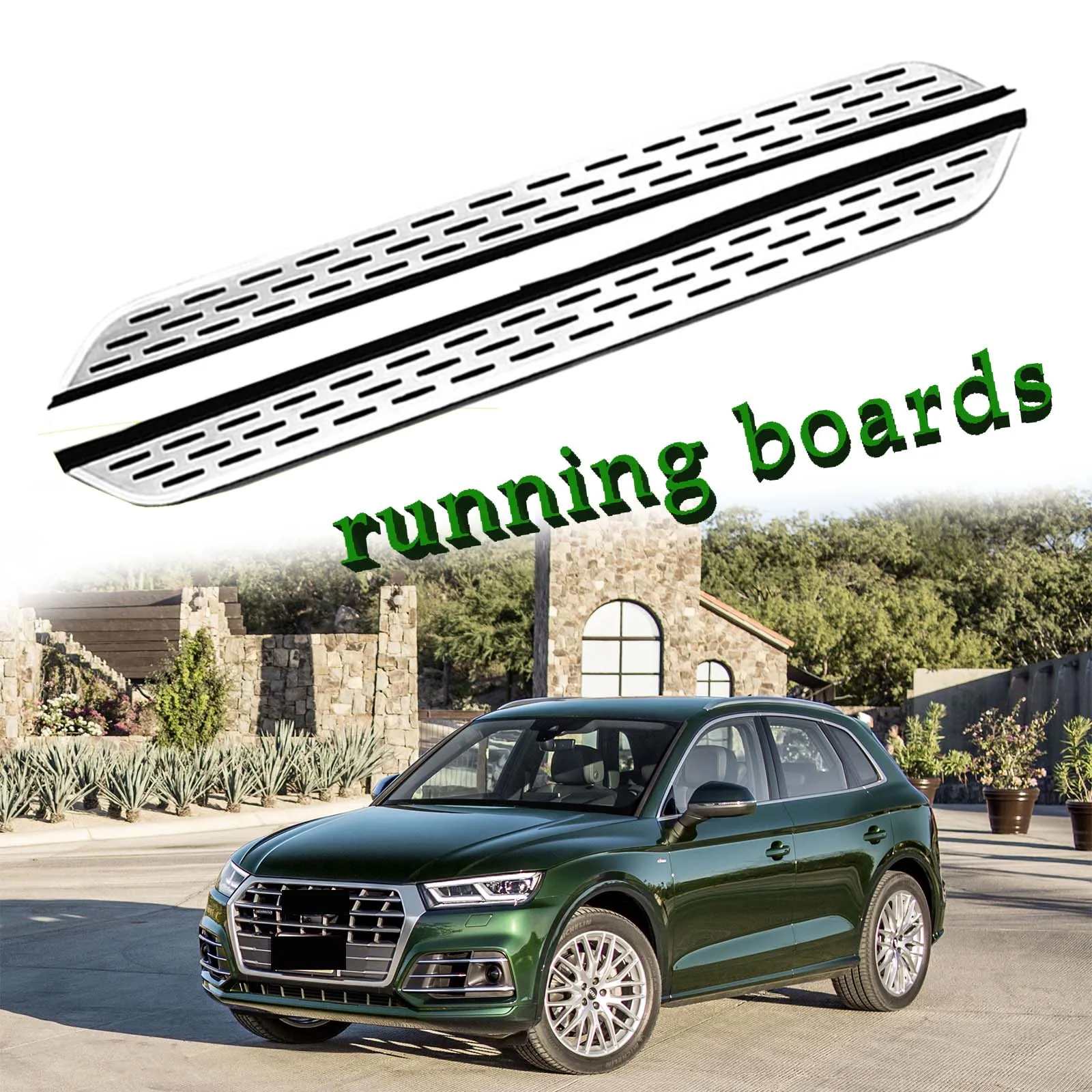 

2Pcs Fits for Audi Q5 SQ5 2018-2024 Fixed Nerf Bar Side Step Pedal Running Board（with brackets)