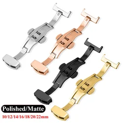 Stainless Steel Butterfly Fold Watch Buckle Polish Matte Band Clasp 10 12 14 16 18 20 22mm Silver Black Rose Gold Watch Buttons
