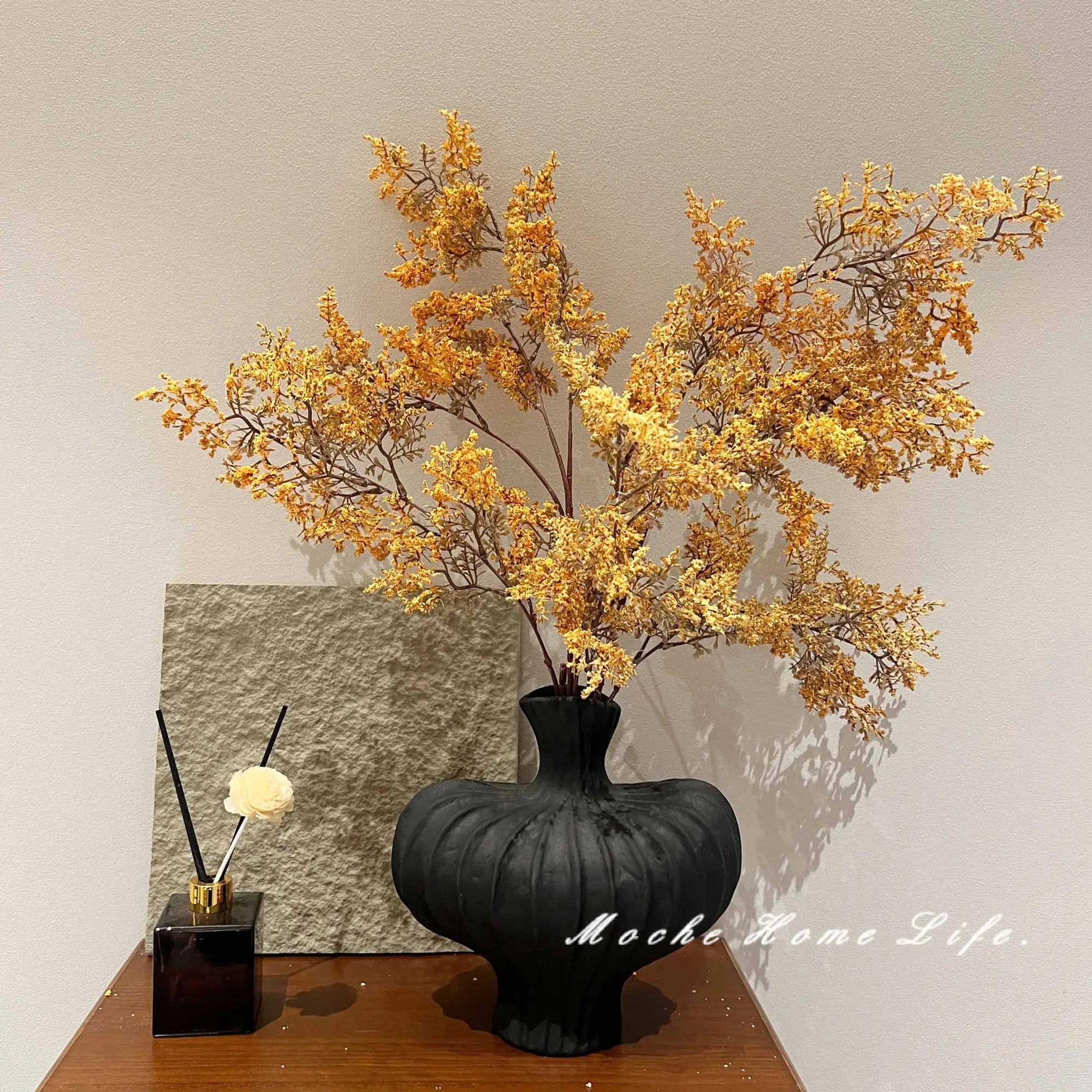 Искусственный цветок с эффектом инея, искусственное зеленое растение, декоративный элемент в стиле масляной живописи, сухая ветвь, атмосфера ваби-сэнди, интерьерное украшение.