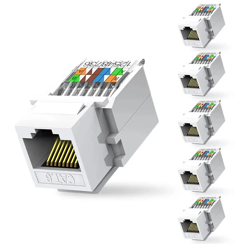 

1/5/10PCS RJ45 CAT6 Ethernet Keystone Jack No Punch-Down Tool-Less Rj45 Module Coupler Ethernet Module Female Jack Wall Adapter