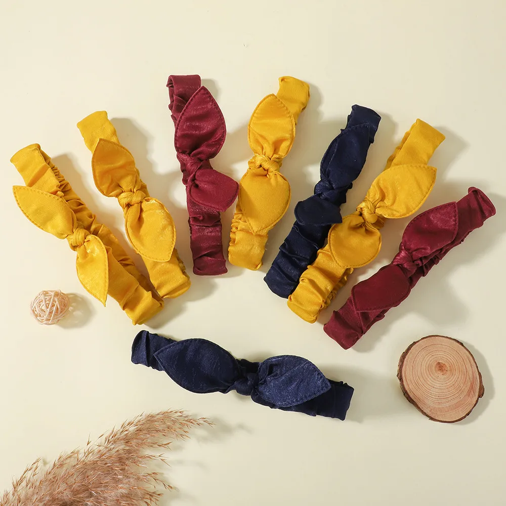 لون عشوائي 8 قطعة الجلد المدبوغ لينة الصلبة طباعة Headbands خمر بوهو الصليب عقدة مطاطا العصابات الشعر عصابات الفتيات العصابات الشعر