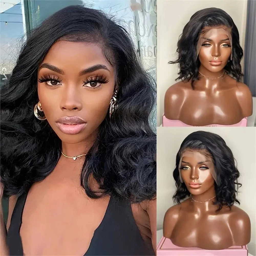 

13x4 Lace Front Black Body Wave Wig High Temperature Fiber Glueless Pre-Plucked Natural Hairline Short Long Wavy Wig for Black W