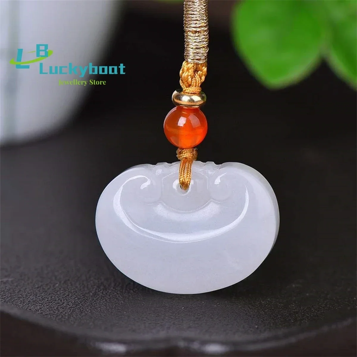 Natural Gold Silk Sheep Fat White Jade Ruyi Lock Pendant Simple and Versatile, Exquisite and Fashionable for Men and Women
