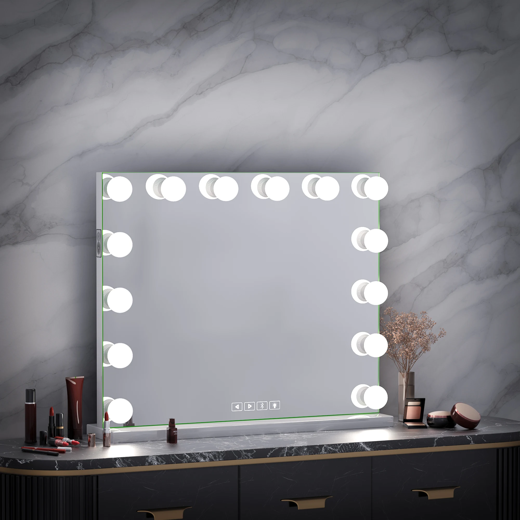 

High Quality Large White Black Table Or Wall Mounted Frameless Hollywood Vanity Dressing Table Mirror with OEM Service