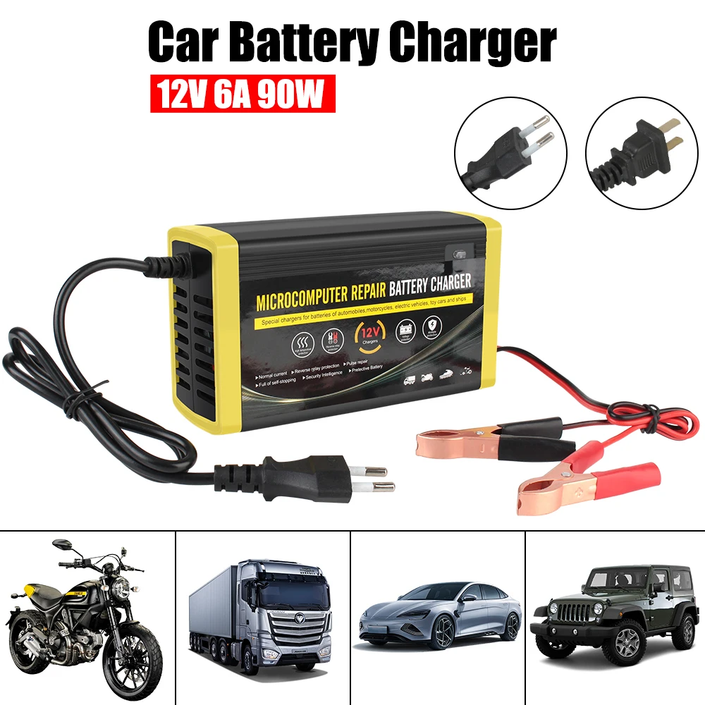 Quick Charge Smart Truck Motorcycle Car Charger 12V 6A Power Pulse Repair Car Auto Battery Charger Wet Dry Lead Acid Gel Charger