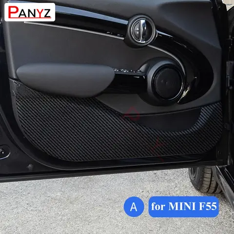 자동차 문짝 안티 킥 매트 가죽 탄소 섬유 스티커, BMW 미니 쿠퍼 F54 F55 F56 F57 F60 R56 R60 용, 자동차 액세서리