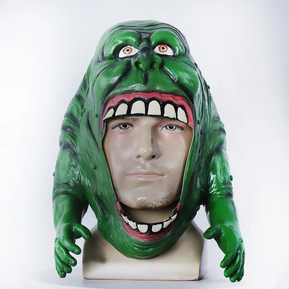 Slimer Mask Cosplay Adult Latex Helmet Headpiece Halloween Carnival Masquerade Dress Up Purim Party Costume Props