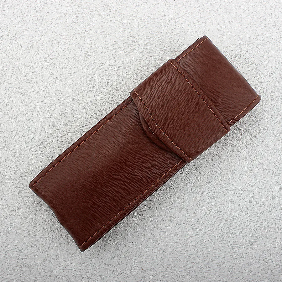 Schwarz Doppel Stift Ledertasche Top Gewaschen Rindsleder