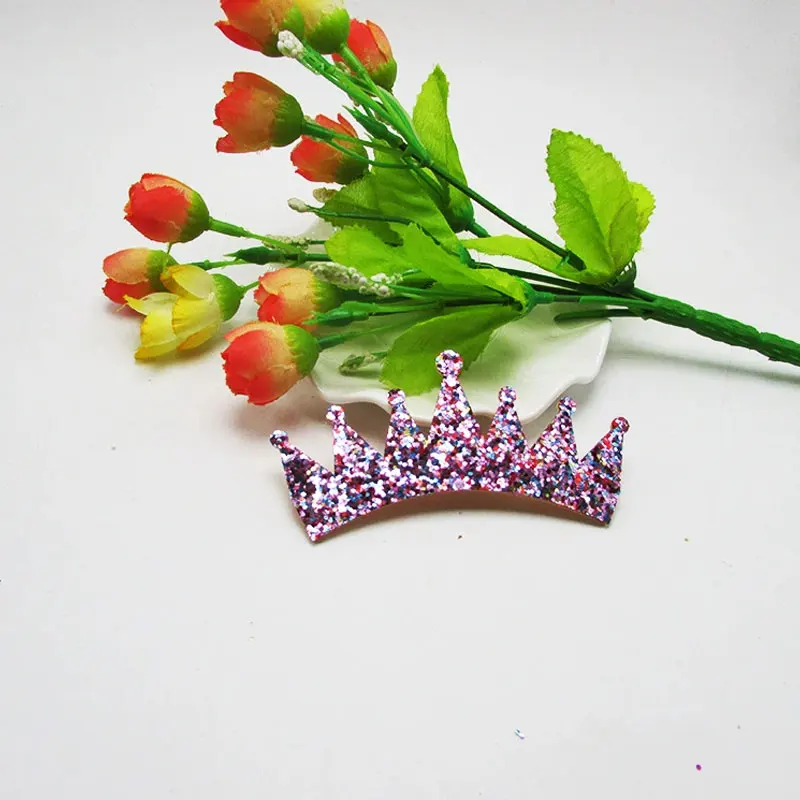 9x4cm 20pcs Kawaii Padded Glitter Crown Patches Appliques For Headdress Accessories Supplies DIY Craft Decoration