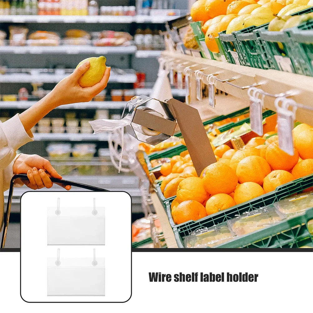 10PCS Plastic Basket Label Holders Price Sign Wire Shelf Label Holder for Price Tags and Tickets Markets Retail Stores Pantries