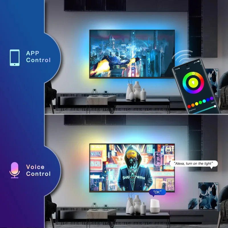 Custom Hotel 100m Roll 100ft TV Acrylic Ambient Light RGB Light Emitting Diode Smart Home Automation
