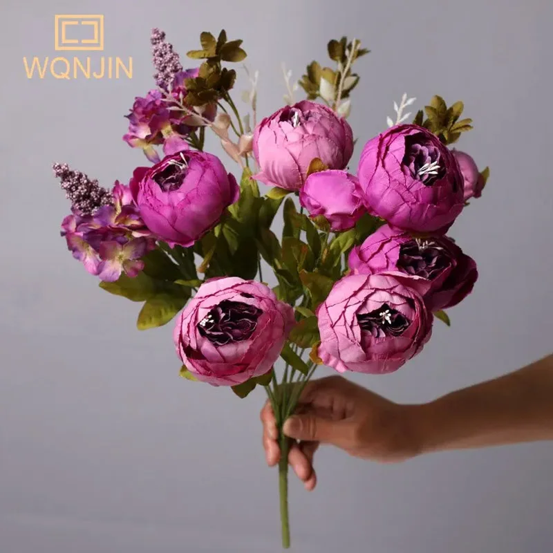 Europäische künstliche Pfingstrosen blumen Seide gefälschte Blumen Hochzeits feier Haupt dekoration Blumenstrauß Kranz DIY Scrap booking