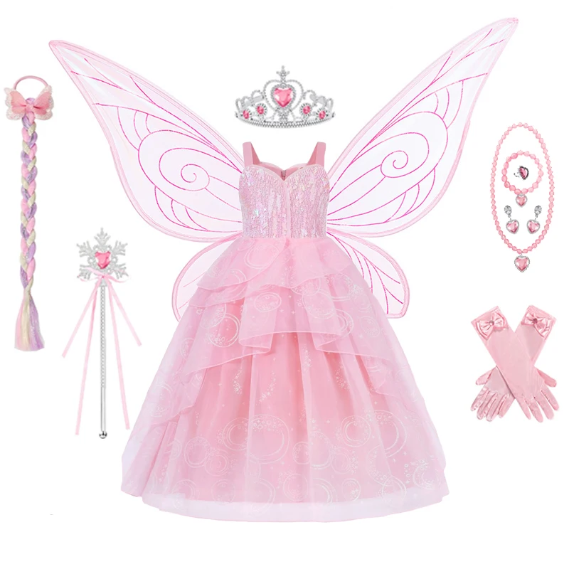 Glinda Niedliches Rosa Kleid für Mädchen 2-12 Jahre Cosplay-Kostüm Mädchen Halloween-Kostüm Kinder Gute Hexe Prinzessinnen-Kleider – Detail 2