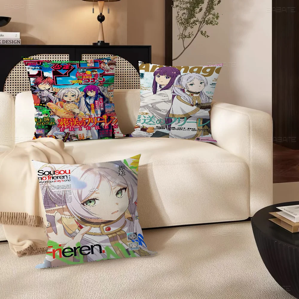 

Anime Frieren Nach Dem Ende Der Reise Pillow Covers Sofa Decorative Home Double-sided Printing Short Plush Cute Cushion Cover