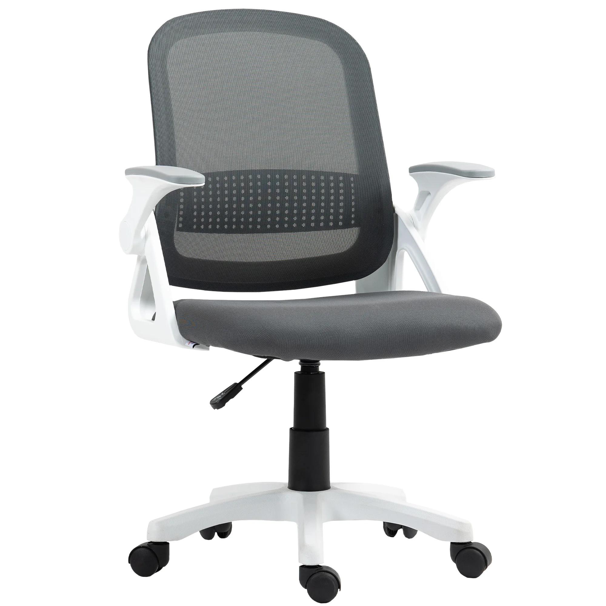 HOMCOM Chaise bureau ergonomique, fauteuil de bureau en maille avec accoudoirs relevables, hauteur réglable, gris