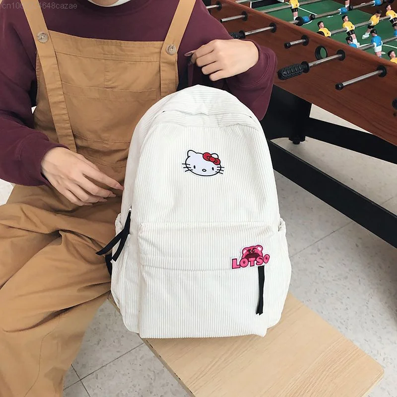 Sanrio Hello Kitty nowy sztruks plecaki w stylu Vintage Y2k Student koreański Trend tornister kobiety mężczyźni kreskówka Lotso codzienna torba na