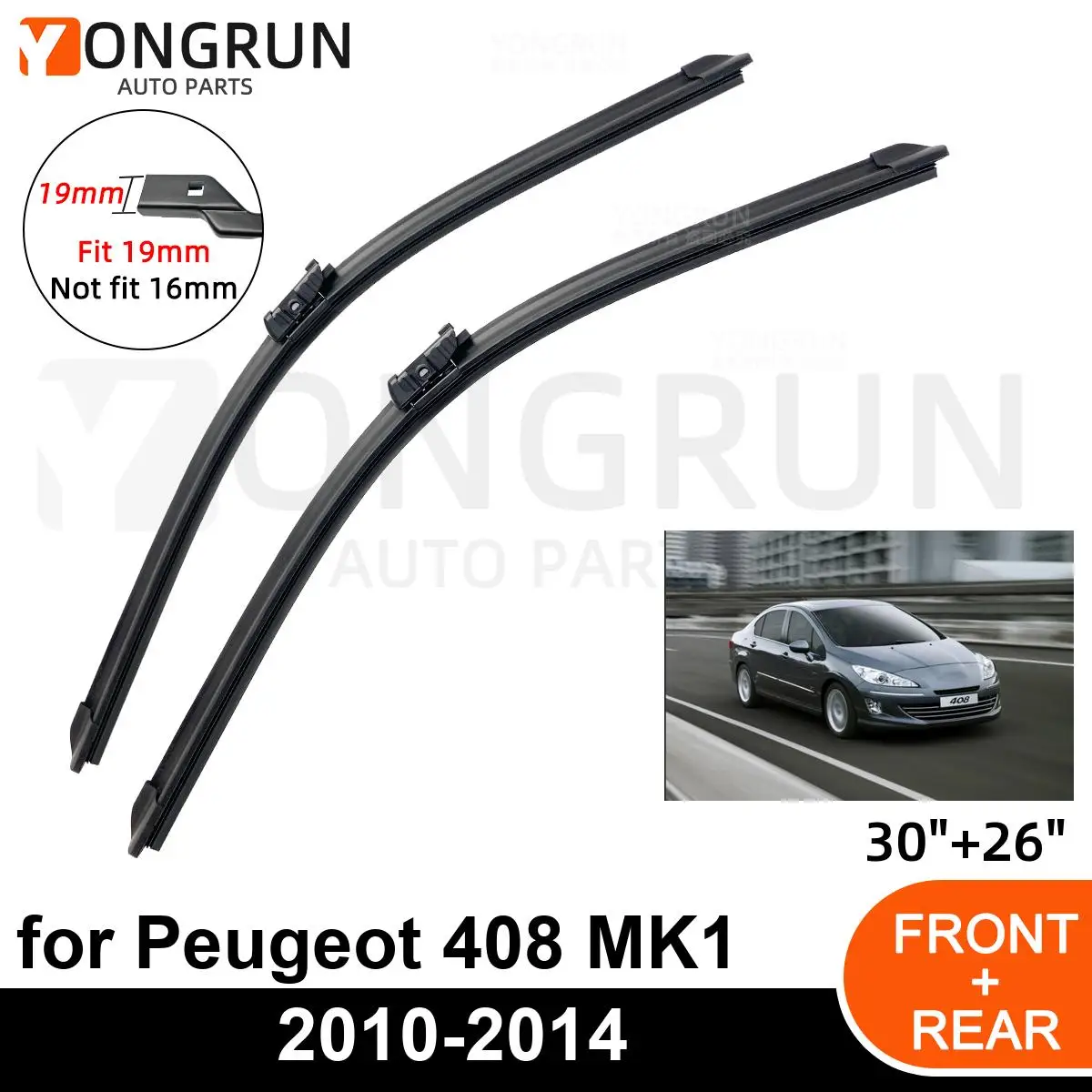 

Front Wipers For Peugeot 408 MK1 2010-2014 Wiper Blade Rubber 30"+26" Car Windshield Windscreen Accessories 2011 2012 2013 2014