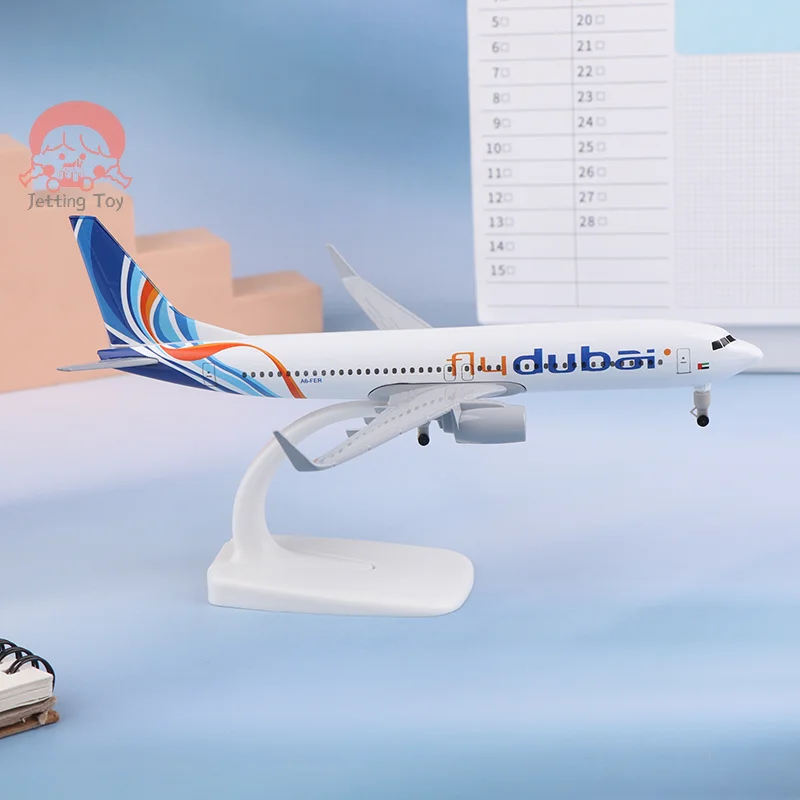 

20cm 1:200 Scale Dubai 737 Model Plane Toy; Alloy Diecast Aircraft Ornament for Modern Furniture.