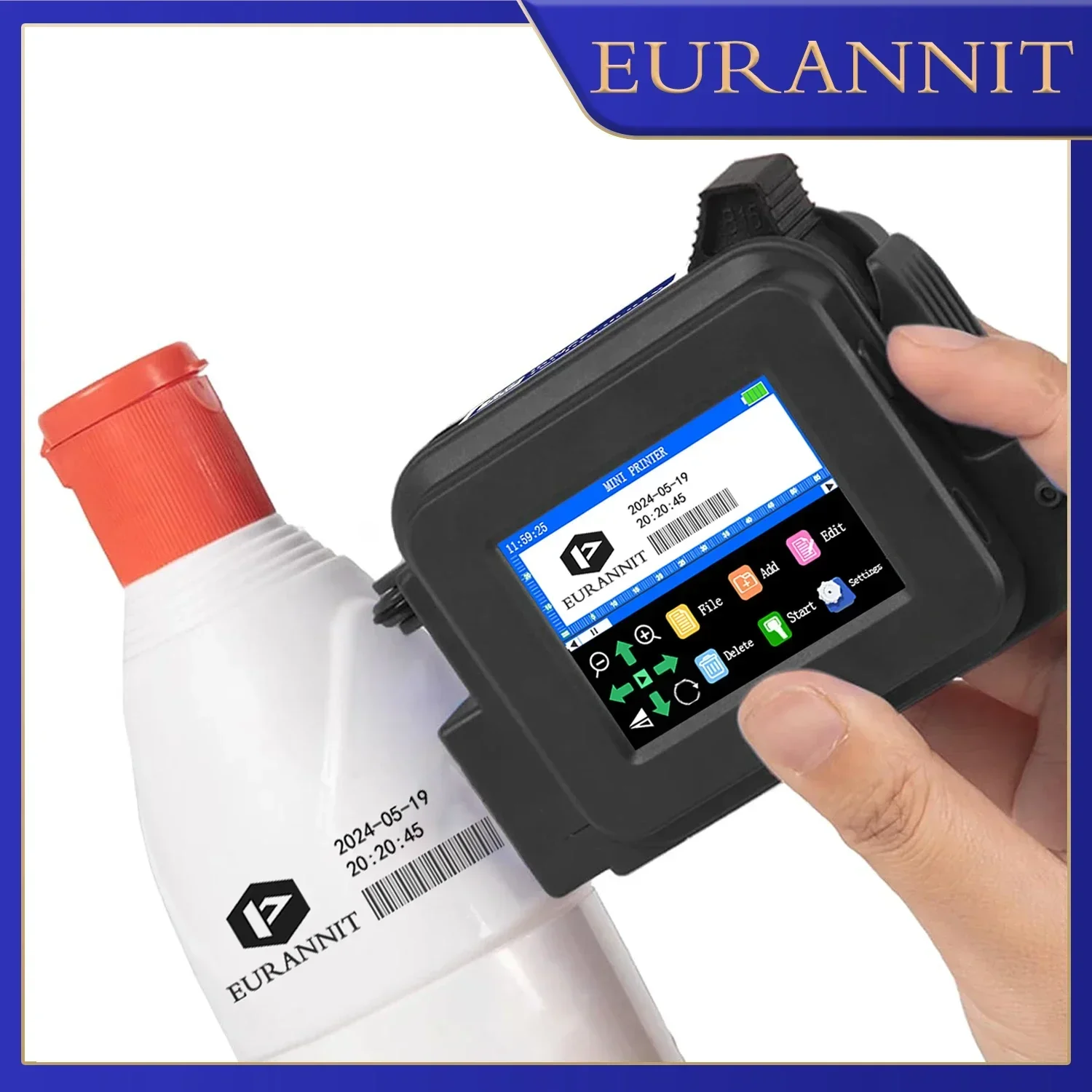 EURANNIT XMINI 12.7mm Portable Mini Printer Handheld Inkjet Printer Text QR Barcode Image Batch Number Logo Image Coding Machine