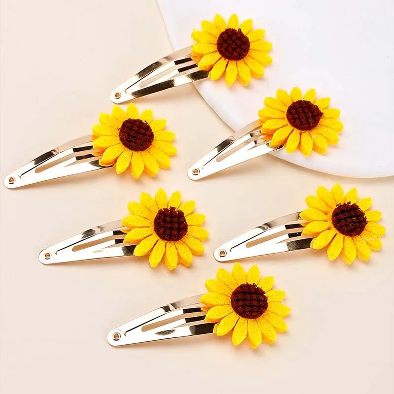 ncmama 6PCS Yellow Sunflower Hair Clips for Baby Girls Cute Flower Barrettes Sunflowers Hairpin Kids Headwear Hair Accessories