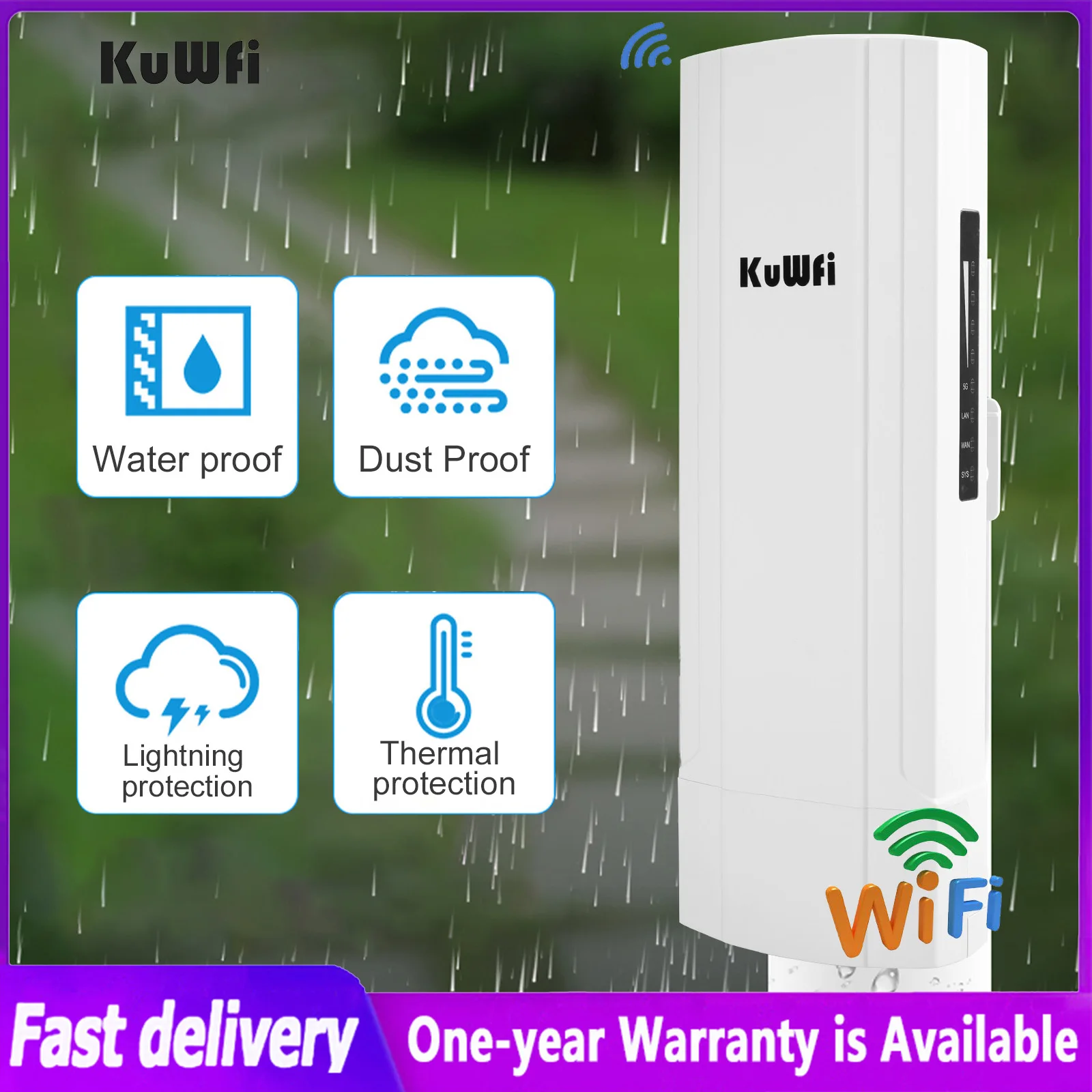 

KuWFi 900Mbps Outdoor WIFI Router Bridge 5.8G Wireless Repeater Amplifier Point to Point Wifi long distance transmission 3-5KM