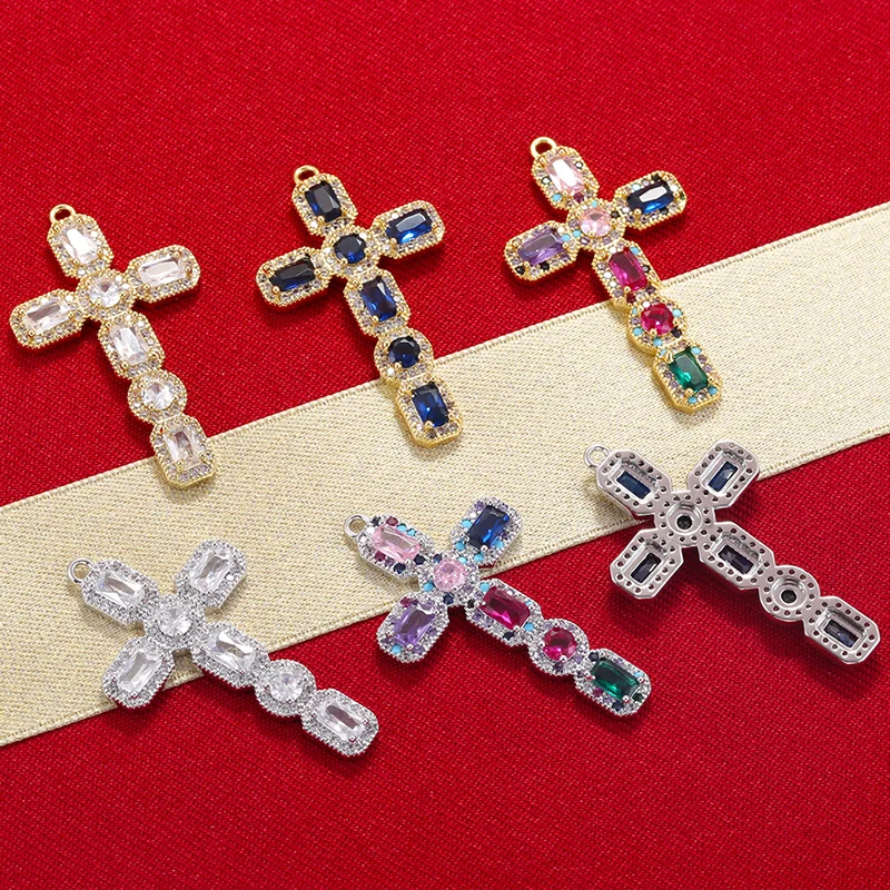 Cross Bohemian Charms for Jewelry Making Supplies Brass Cubic Zirconia DIY Bracelet Necklace Jewelry Excellent Quality:VD2364