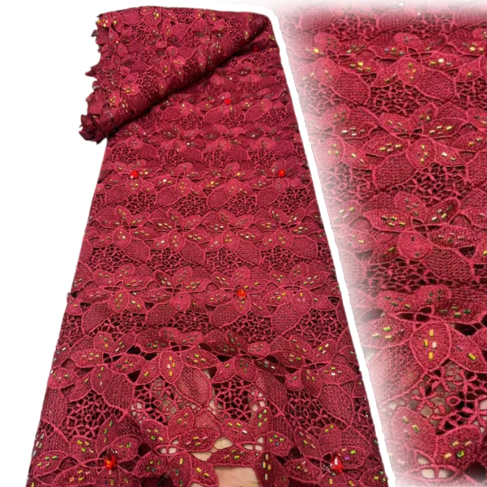 

Желтое африканское кружево гипюр с крупными вышивками, ткань 2026, роскошное нигерийское кружево-шнурок для женских вечерних платьев, шитье, 2391