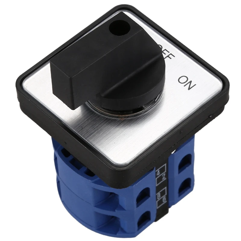 3X AC660V 25A 2-Pole 3-Position Momentary Plastic Rotary Changeover Switch Blue+Black