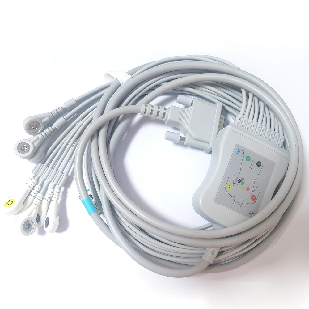 EKG / ECG Cable compatible for Schiller AT1 AT60 CS100 - DB15 Pin 10 leads