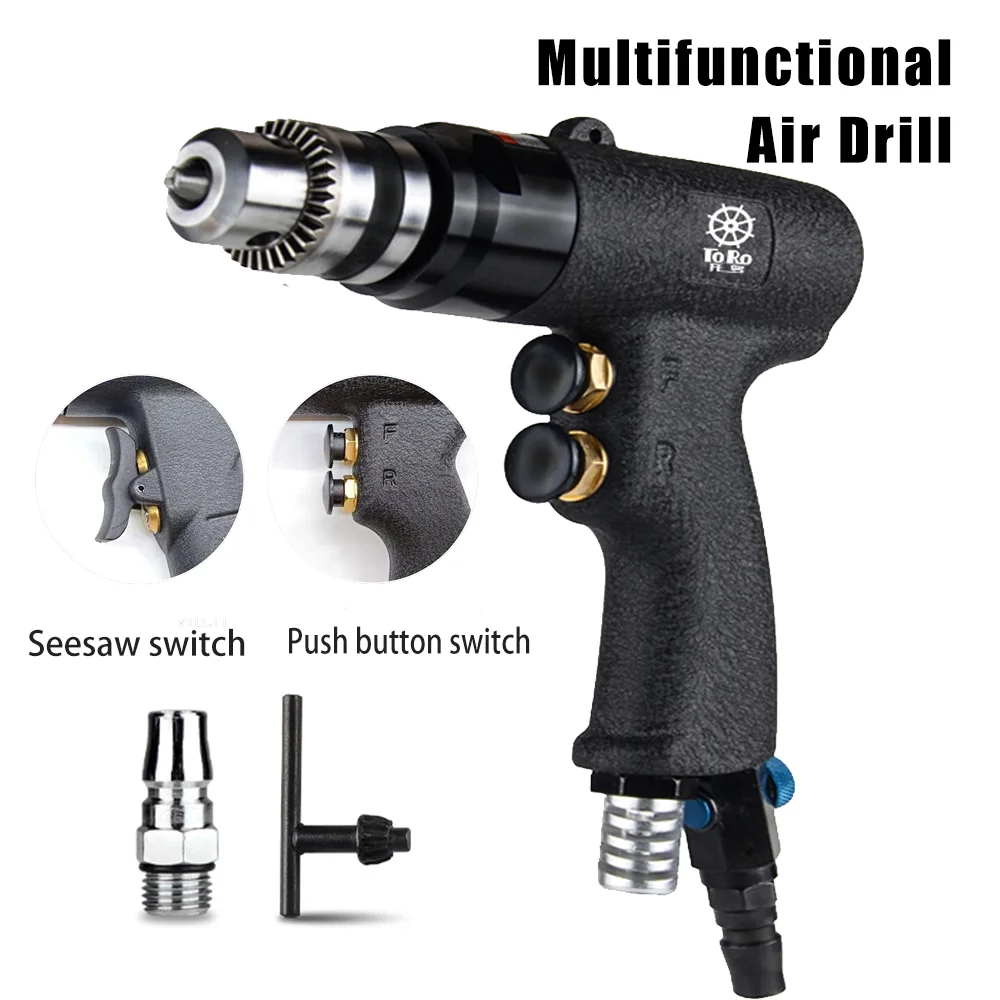 

1/2 or 3/8 Heavy Duty Pneumatic Drill Multifunctional Air Drill for Drilling and Screwing 500-1800RPM Speed Drilling Machine