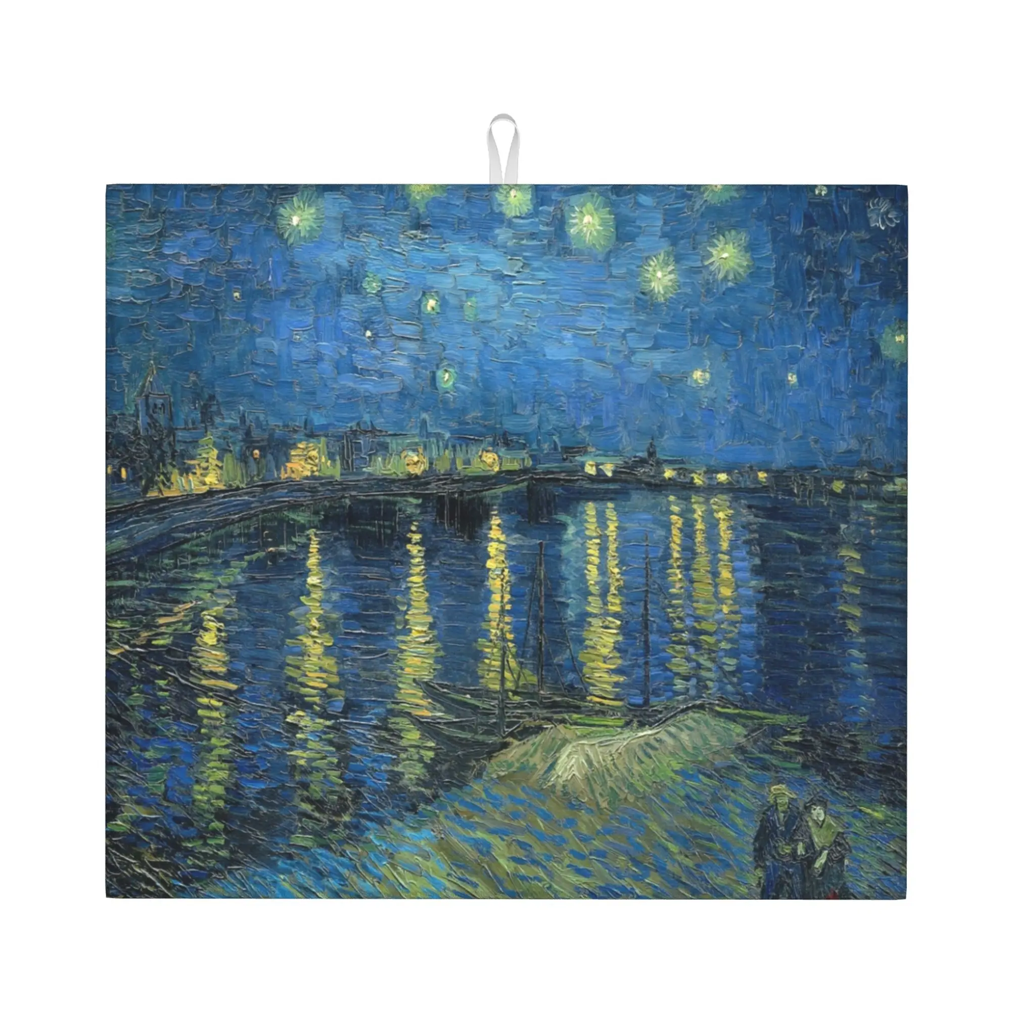 Starry Night Over the Rhone Non‑Slip Waterproof Absorbent Barware Tableware Oil Proof Reusable Vincent Van Gogh Mat For Kitchen