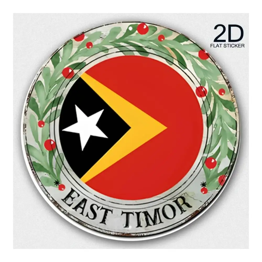 East Timor National Emblem Flag Sticker For Cars, Laptops, Windows, Doors, Fridges, Water Bottles