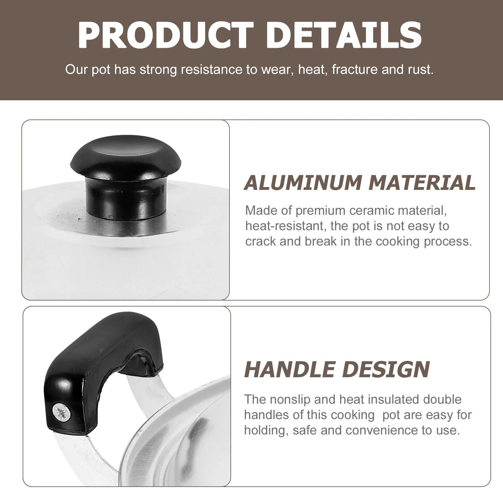 

Double Handle Aluminum Soup Pot Small Lightweight Ramen Cooker with Lid Heat Resistant Cooking Pot for Noodles Steaming