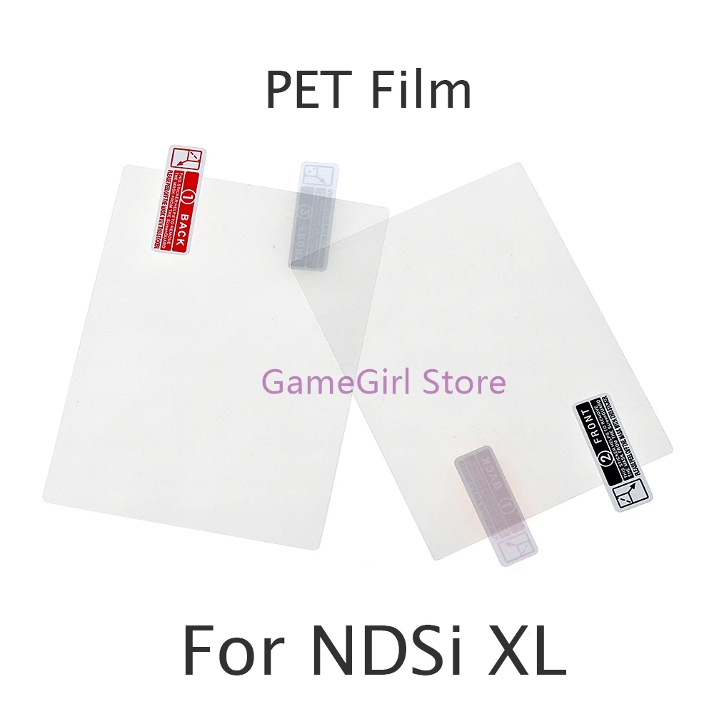 100 مجموعات طبقة رقيقة واقية واضحة لوحدة التحكم NDSi NDSiXL LL حامي الشاشة العلوي السفلي PET فيلم لنينتندو DSi XL