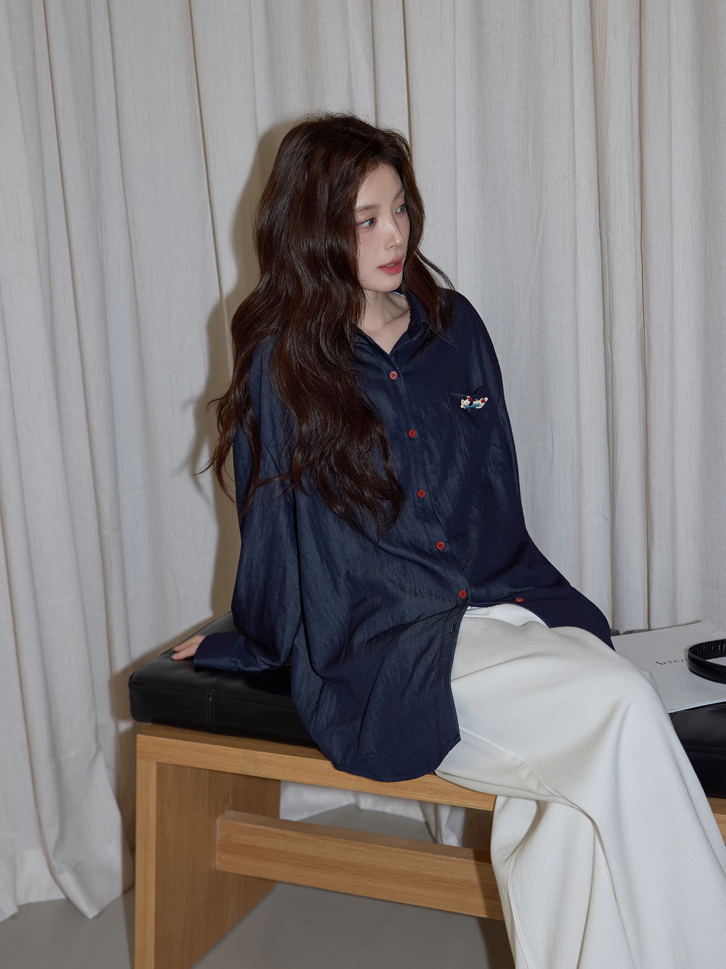 

Blue Collar irt Women's Casual Long Sve Spring 2026 High-End Feeling Top Quali Korean Sle Loose Fit Commute Wind