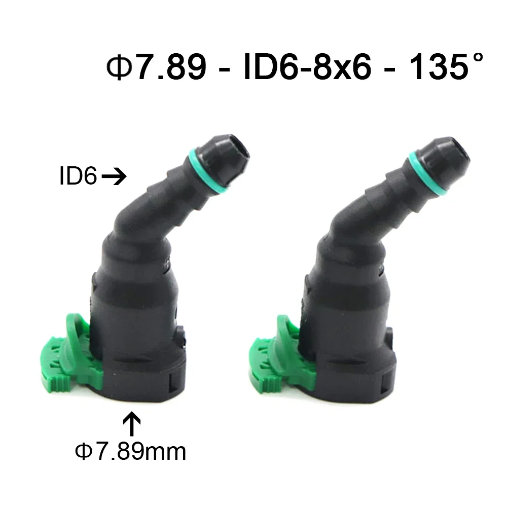 High Quality fuel pipe female connector auto fuel line quick connector for CAR 2pcs 7.89mm ID6 8x6 135 degree