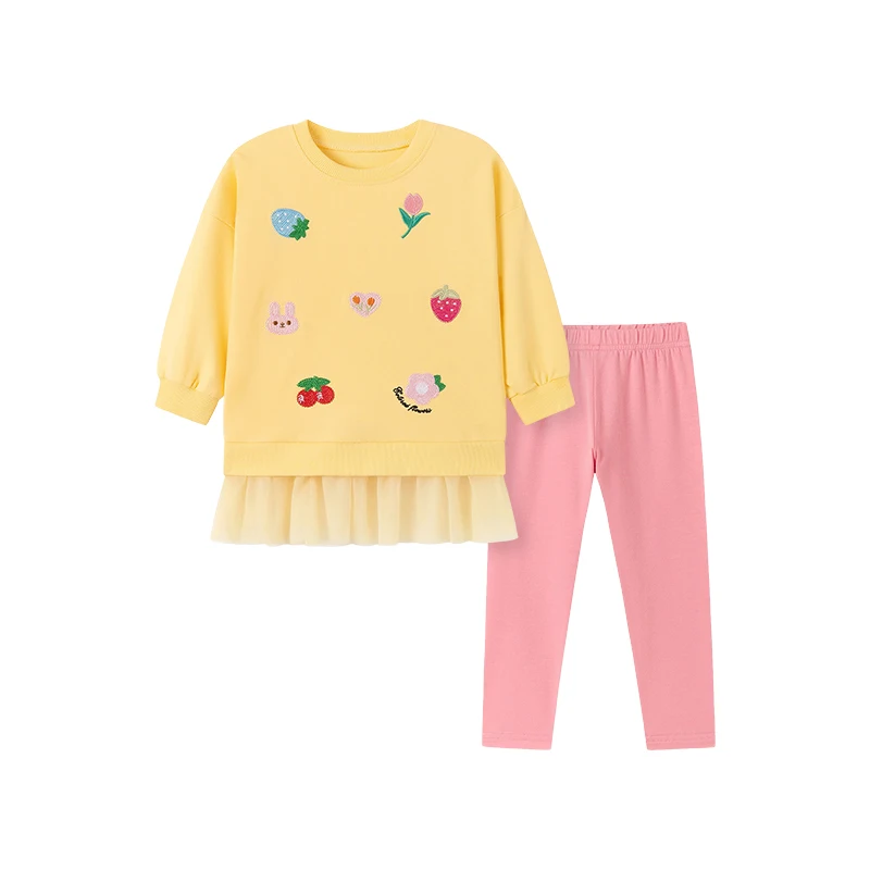 Little Maven Herbst Frühling Baby Mädchen bestickte Cartoon-Erdbeer-T-Shirts Tops + Leggings-Sets Kinderkleidung Kinderbekleidung – Detail 2