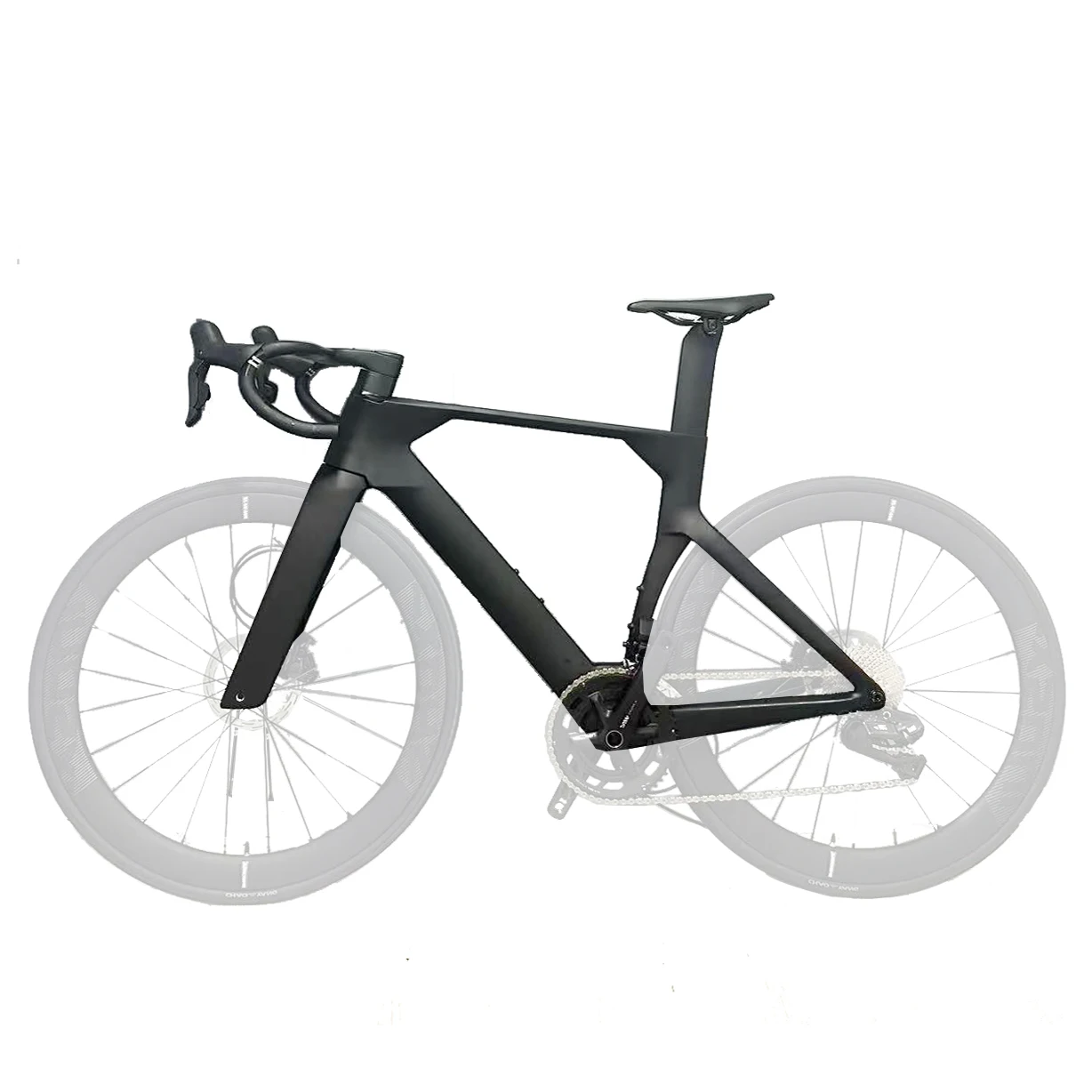 Cuadro de carbono de alta resistencia T800 para bicicleta de carretera, material de fibra de carbono, freno de disco 700C, diseño de eje pasante de montaje plano con enrutamiento interno