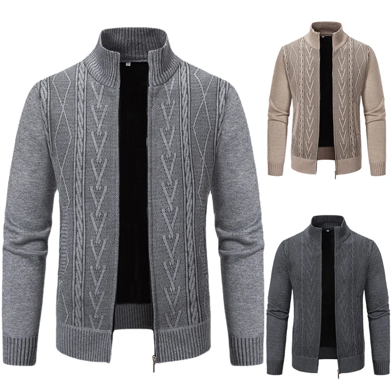 Outono e inverno novo designer masculino cardigan gola quente grosso velo jaqueta de luxo casual roupas masculinas