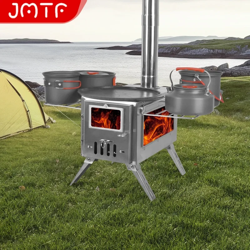 Cooking Firewood Stove Portable Outdoor Foldable Stainless Steel Firewood Camping Heating Stove Tent Stove