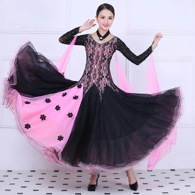 Ballroom Competition Dancing Dresses Women Shiny Diamond Flamenco Modern Dance Skirt Lady's Advanced Waltz Ballroom Dance Dress