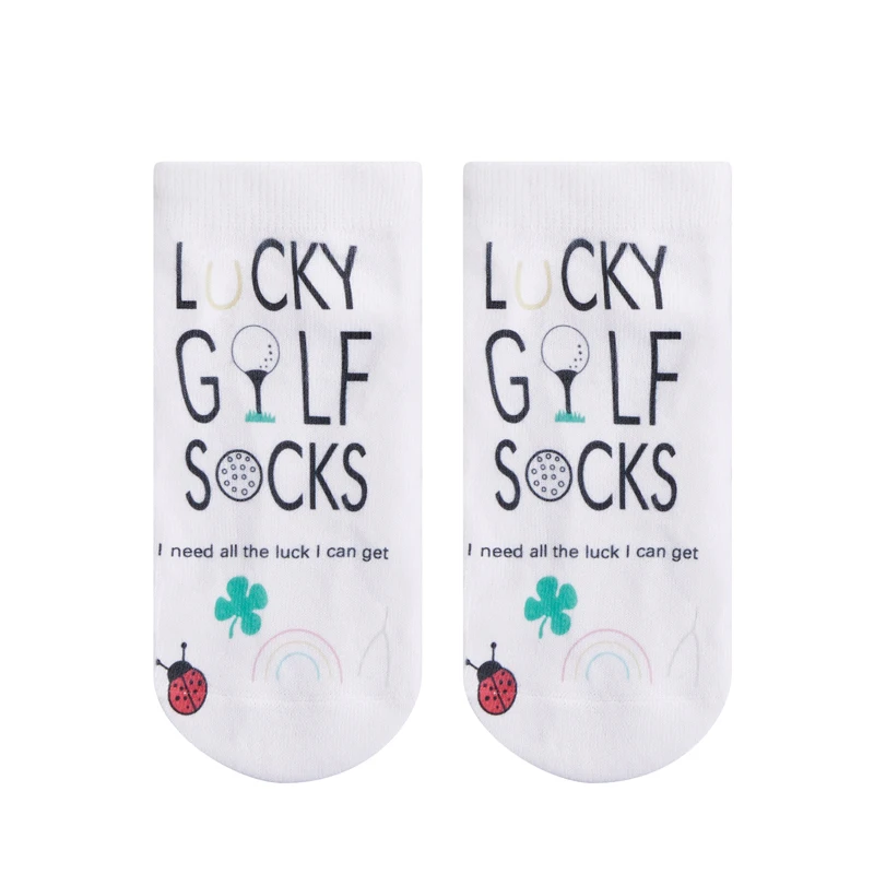 Funny Golf Socks for Man Women  Lucky Golf Socks Personality Letter Print No-Show Socks Fashion Casual Novelty Socks