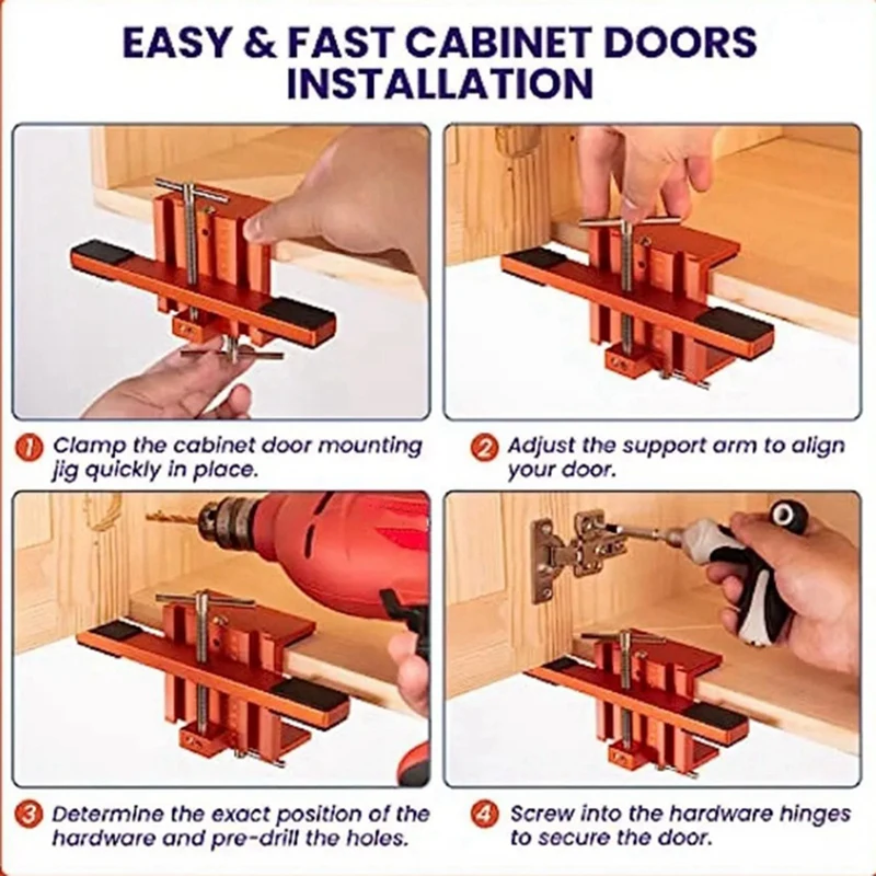 Cabinet Door Mounting Fixture Integrated Heavy Tool Suitable For Cabinets With Face Frames