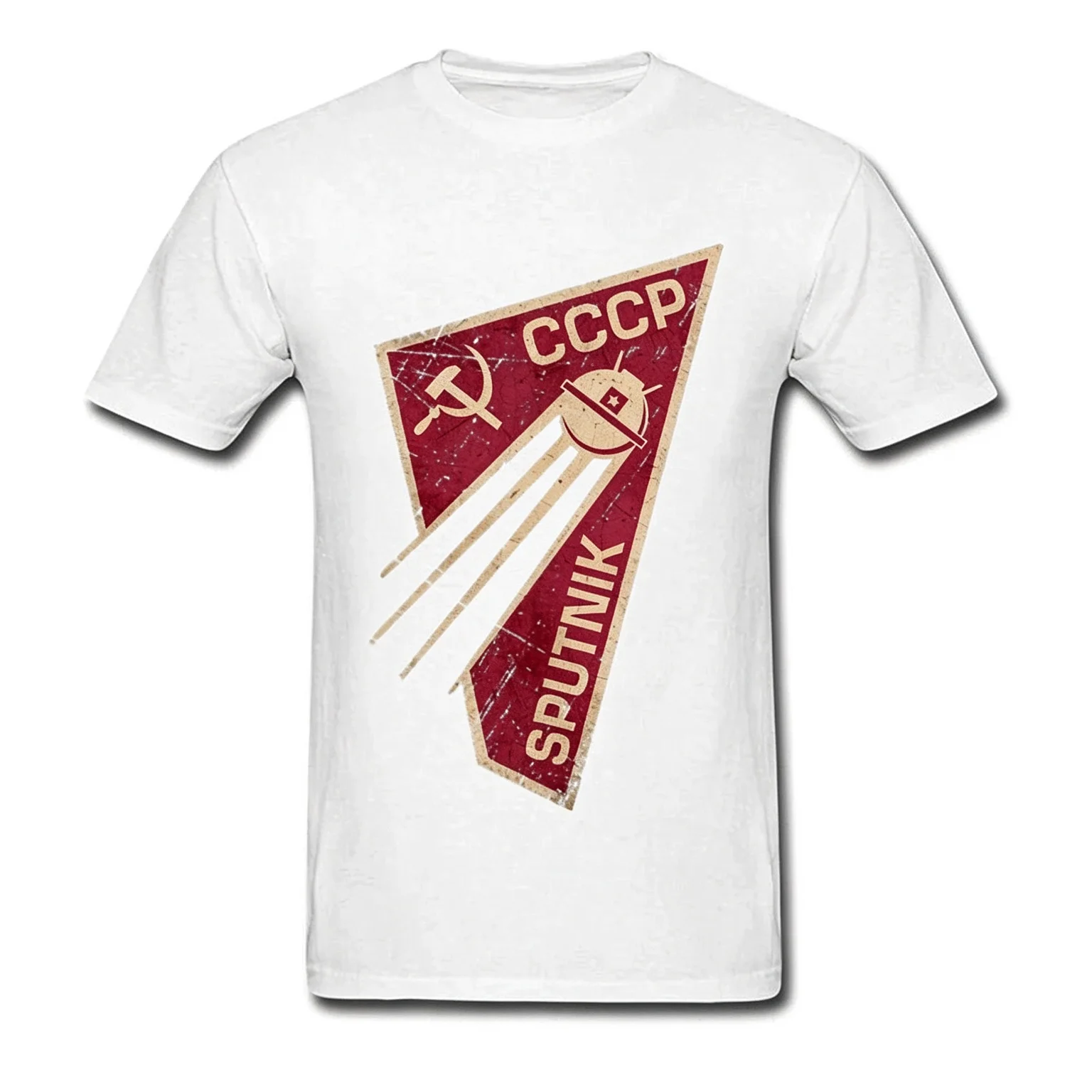 2026 Geometric T-shirt Men CCCP T Shirt Russia Tshirt Sputnik-1 Space Program Tees Custom USSR Tops Streetwear Punk Shirts