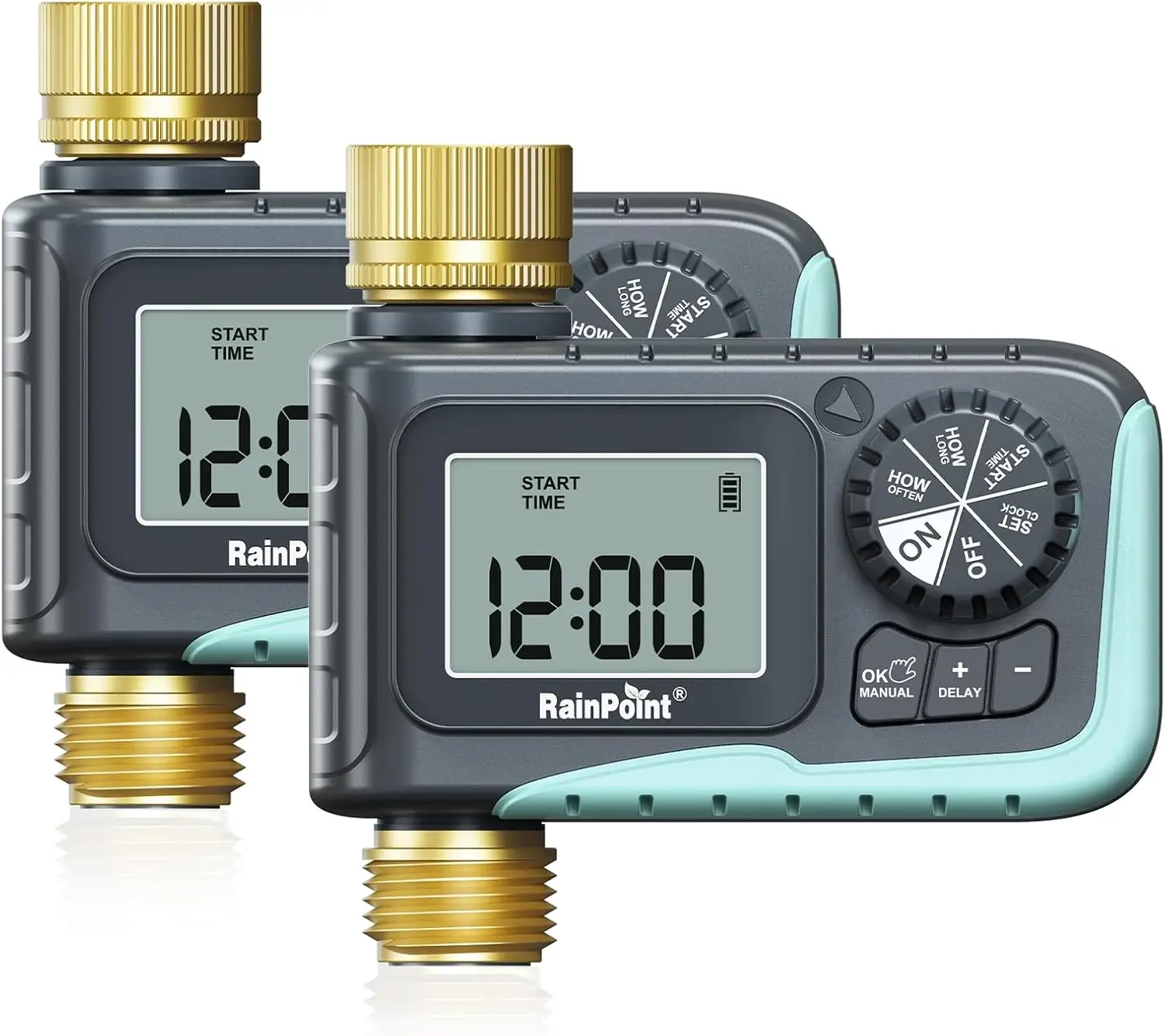 Sprinkler Timer with Brass Inlet & Outlet, Programmable Hose Timer for Garden Soaker Hose with Rain Delay/Manual Watering System