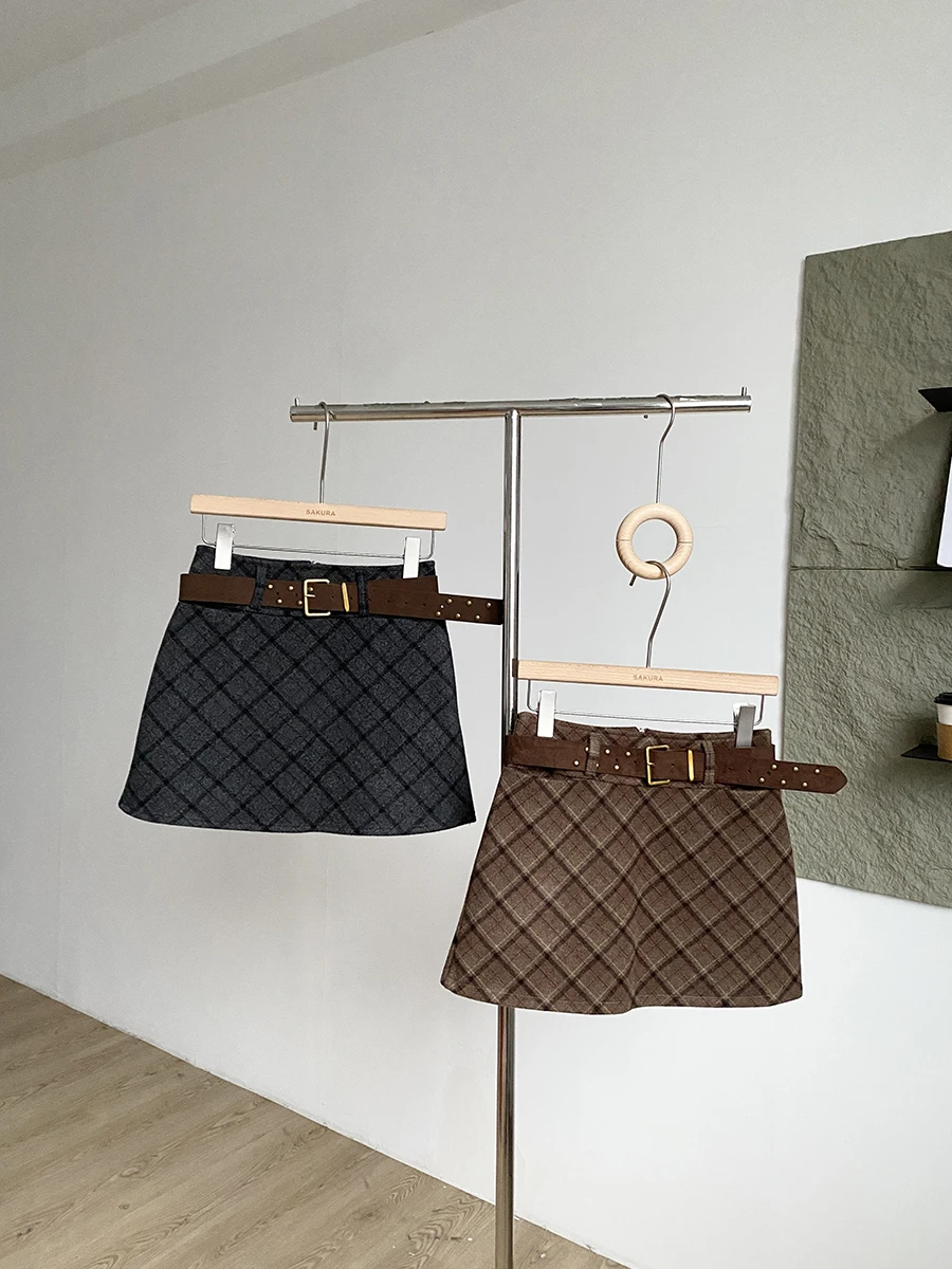 

Модная ретро-юбка А-силуэта в корейском стиле для женщин, с завышенной талией, из полиэстера, универсальная, для повседневной носки, облегающая