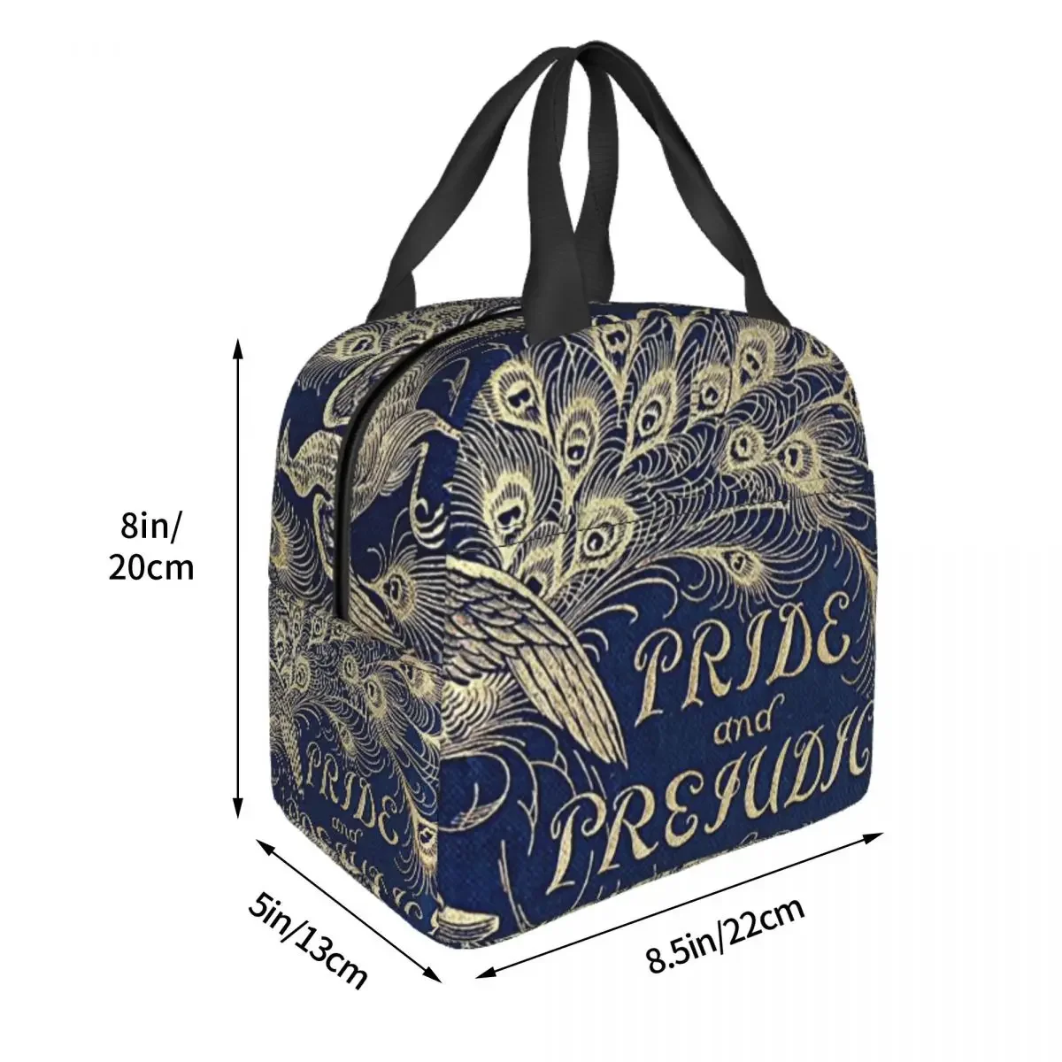 Pride And Prejudice Peacock Feather Portable Lunch Box Women Waterproof Jane Austen Thermal Cooler Food Insulated Lunch Bag